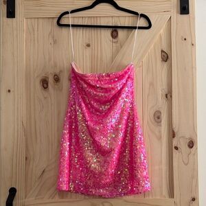 Show Me Your Mumu - On My Way Dress - Hot Pink Sequins - Size S